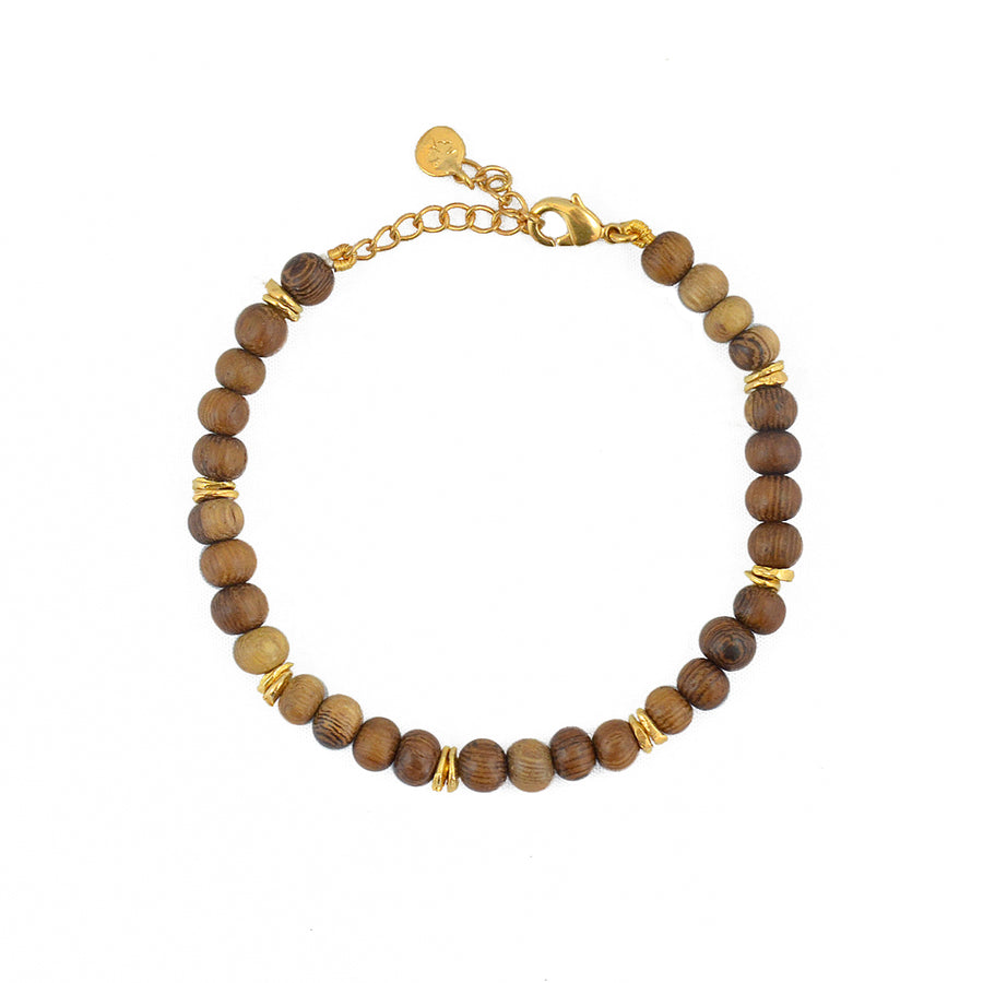 Bracelet perles pierres naturelles - BOIS