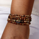 Bracelet perles bois et doré