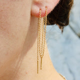 Boucles d'oreilles dorées pendantes chaine