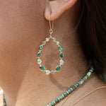 Boucles dorées gipsy multi pierres - ONYX VERTE & PREHNITE -