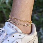 Bracelet de cheville doré maillons