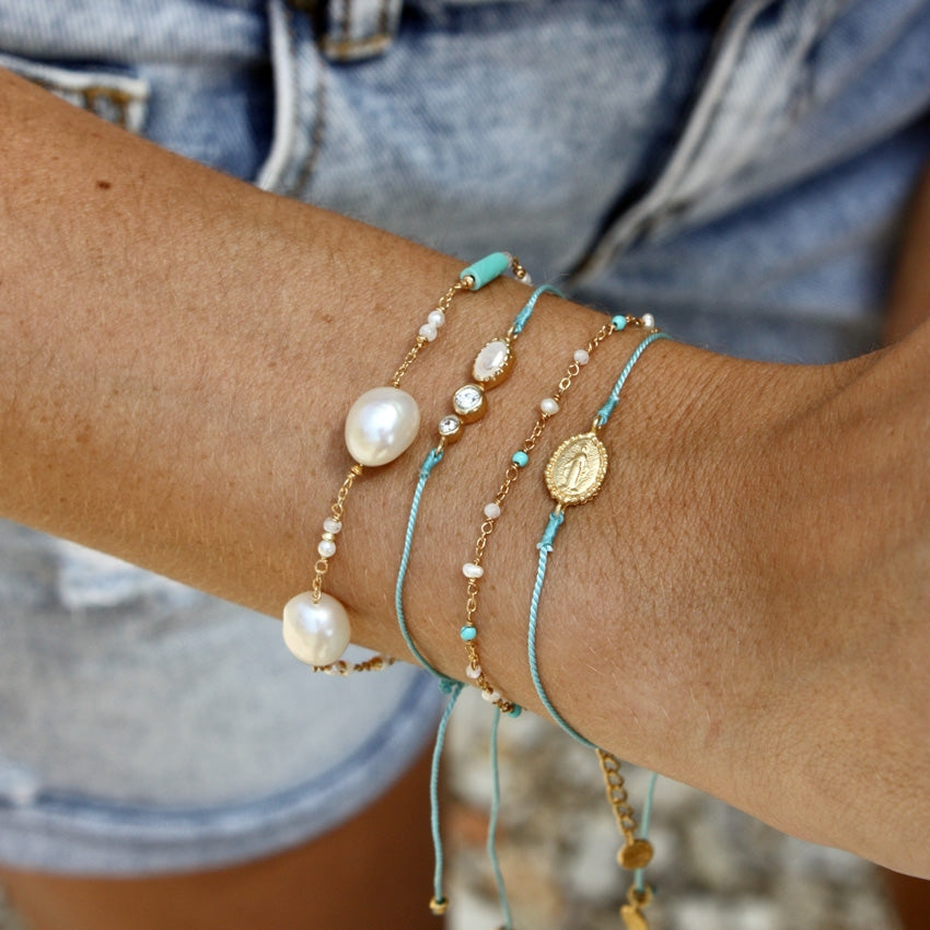 Bracelet tressé pierre et zircon