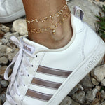 Bracelet de cheville doré et pampilles multi pierres