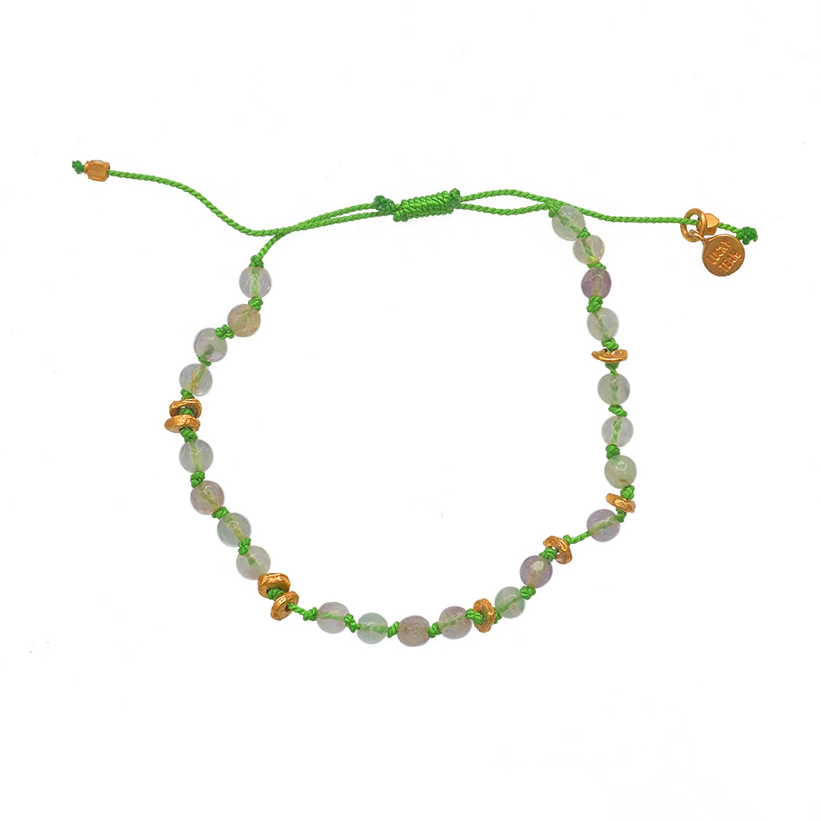 Bracelet cordon vert et perles