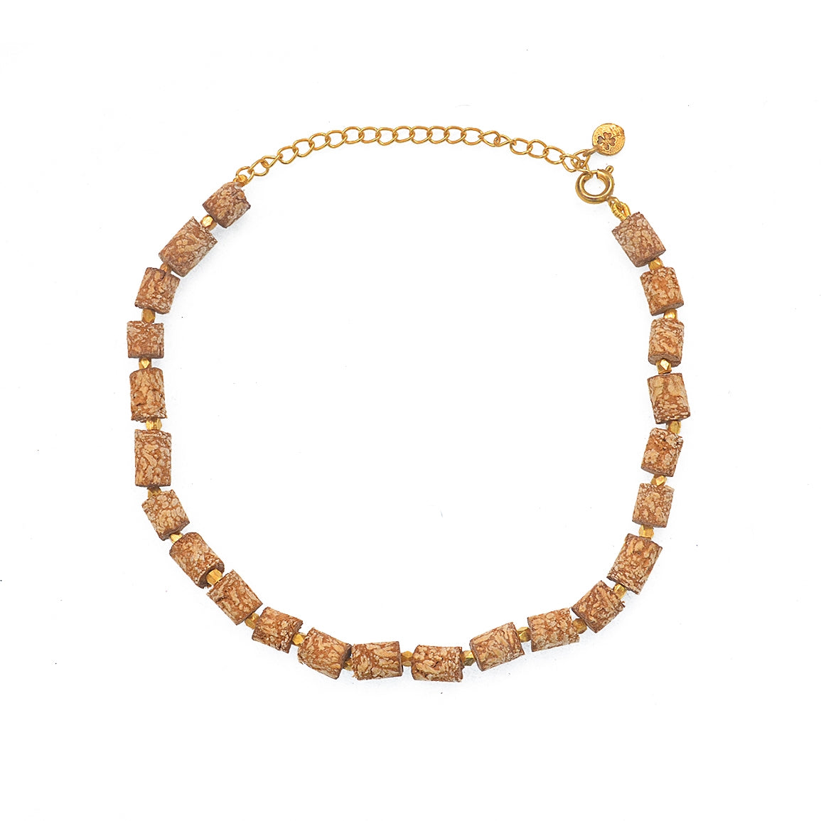 Bracelet de cheville doré et bois