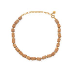 Bracelet de cheville doré et bois