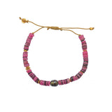 Bracelet cordon doré coquillage et perle