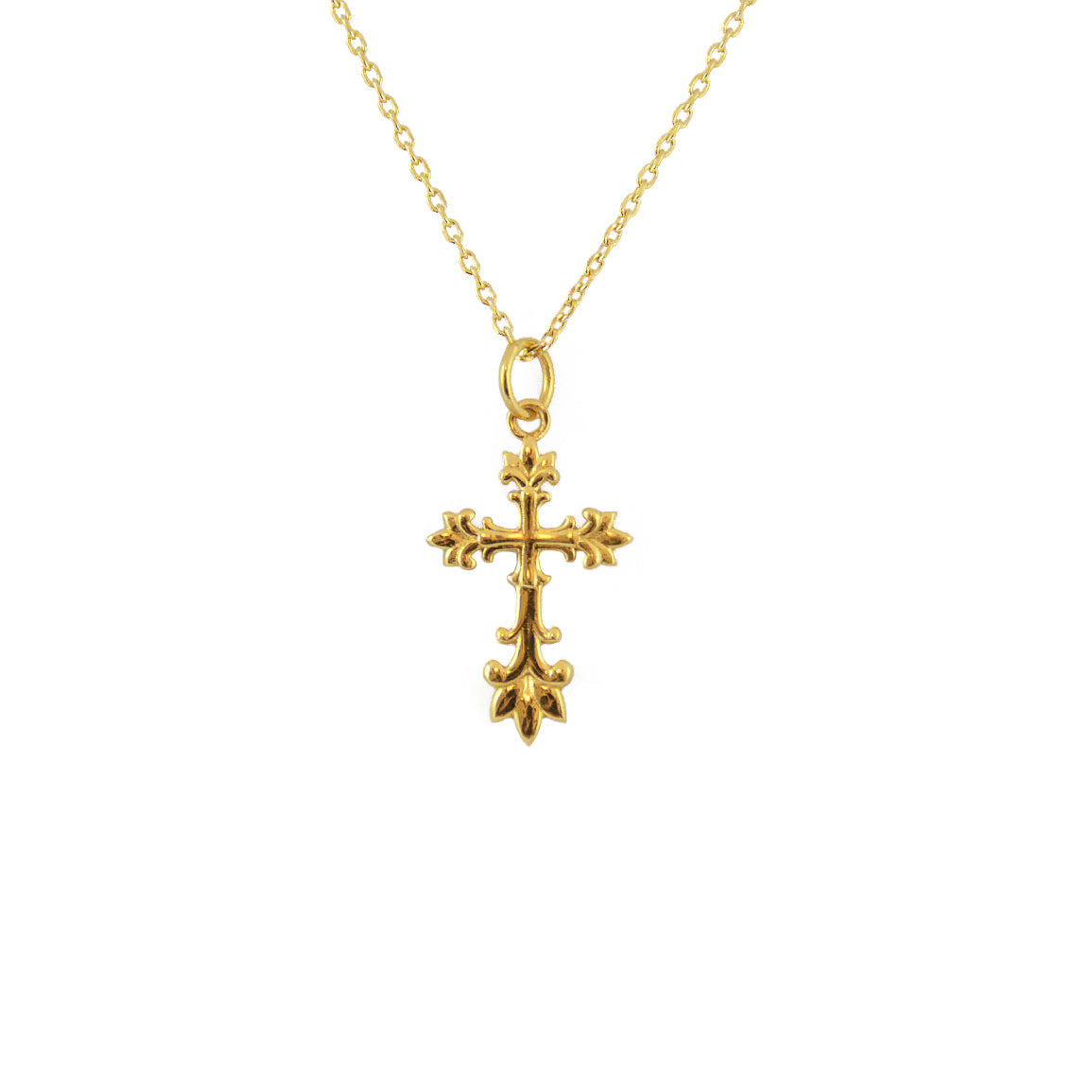 Collier doré croix fleur de lys