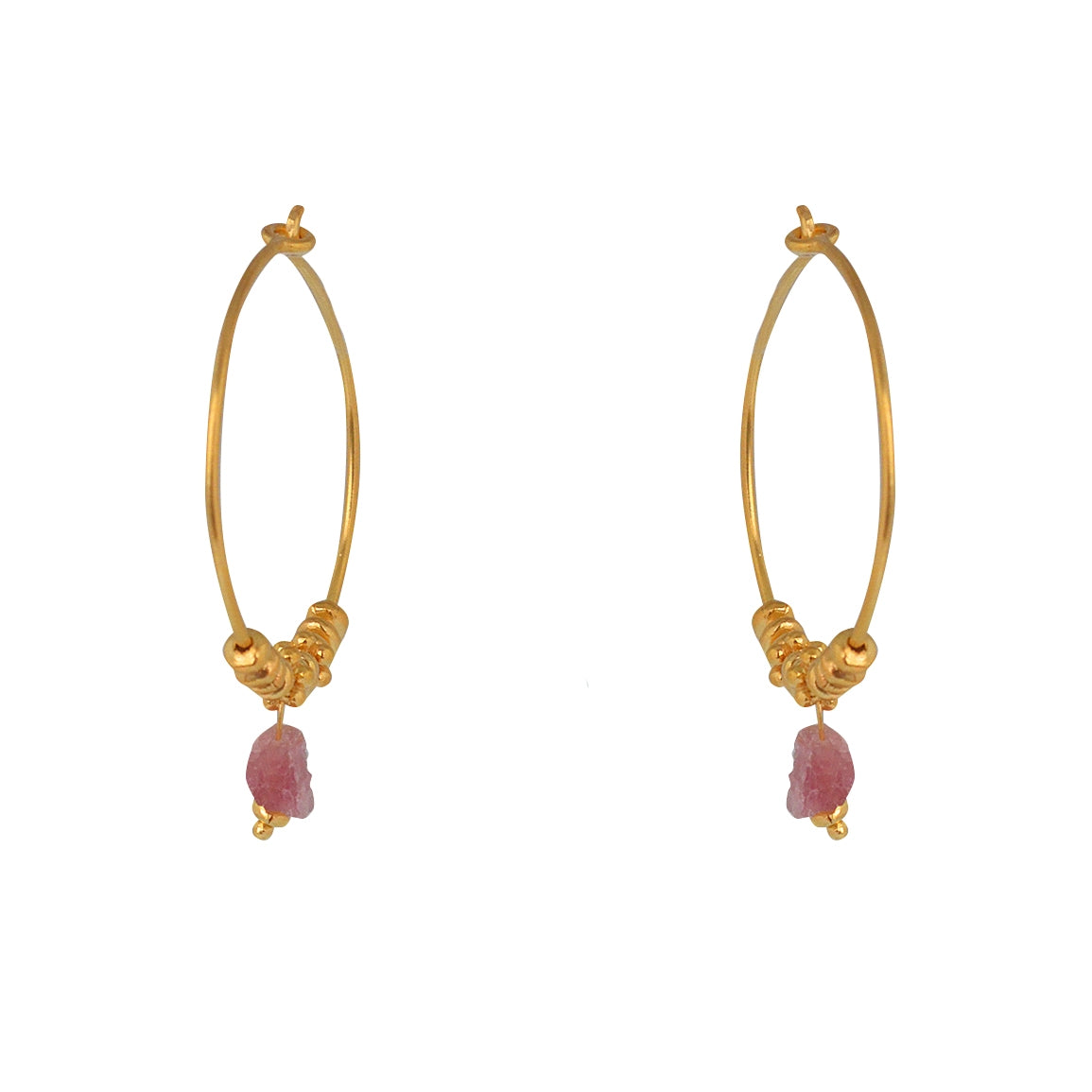 Créoles dorées et pierre carrée - TOURMALINE