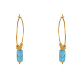 Créoles dorées et pierre carrée - TURQUOISE