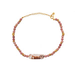 Bracelet de cheville agathe rose et coquillage