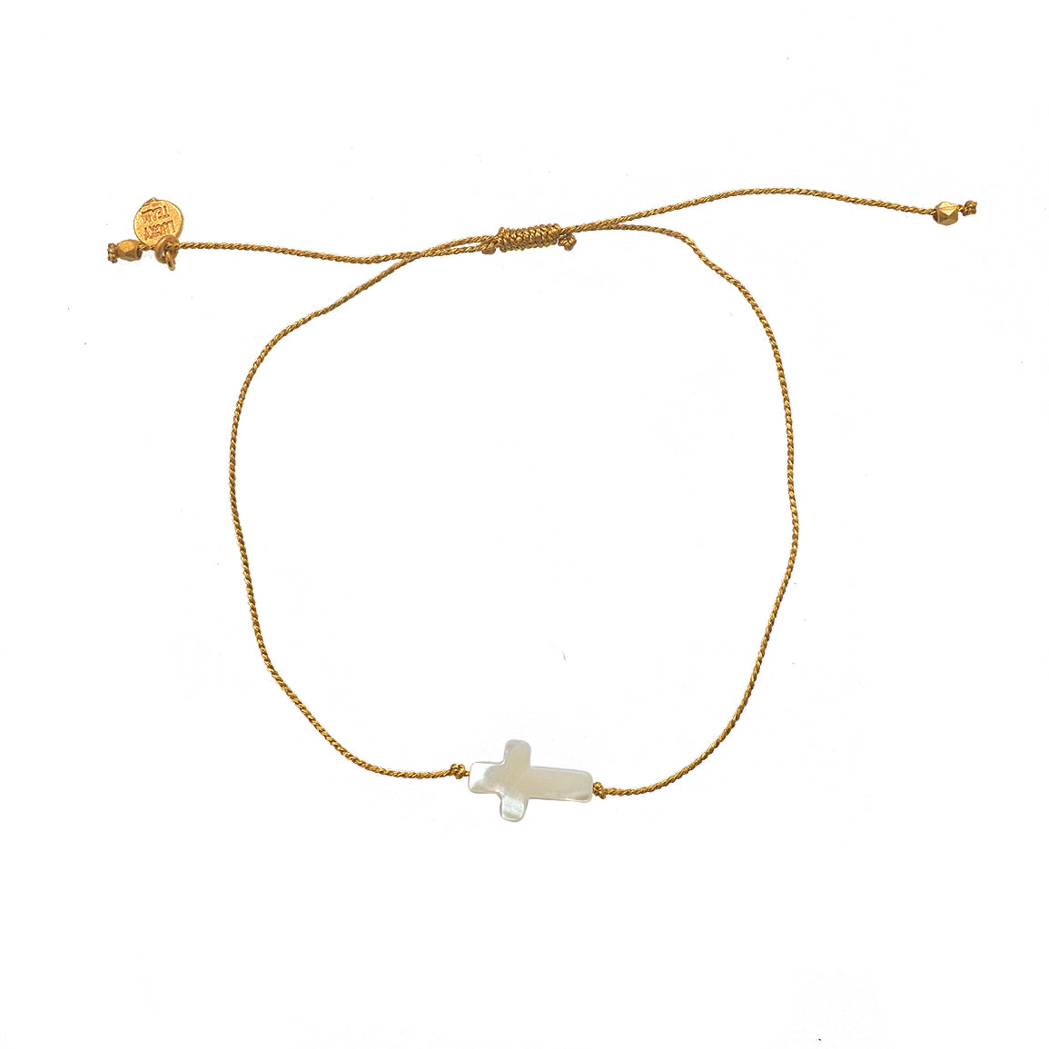 Bracelet doré et croix nacre