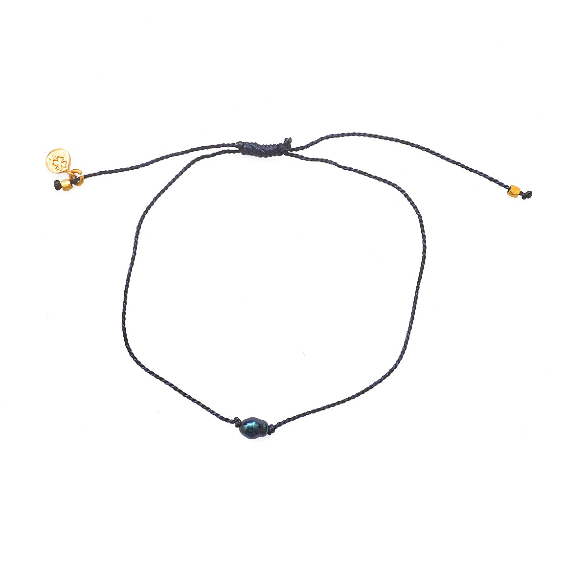 Bracelet noir et perle de culture grise