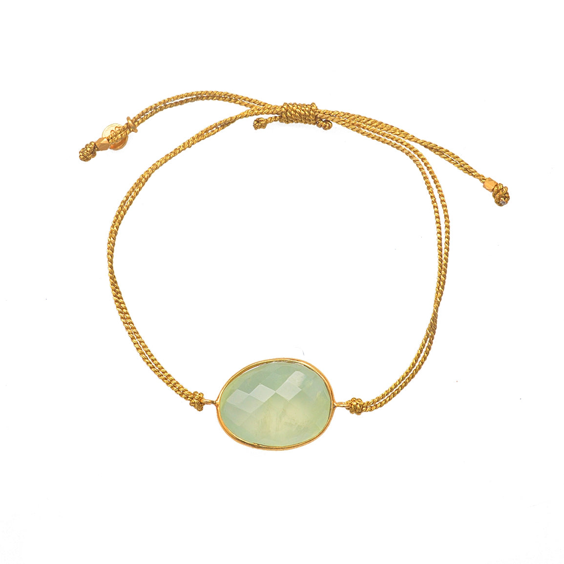Bracelet cordon doré et pierre facettée - PREHNITE