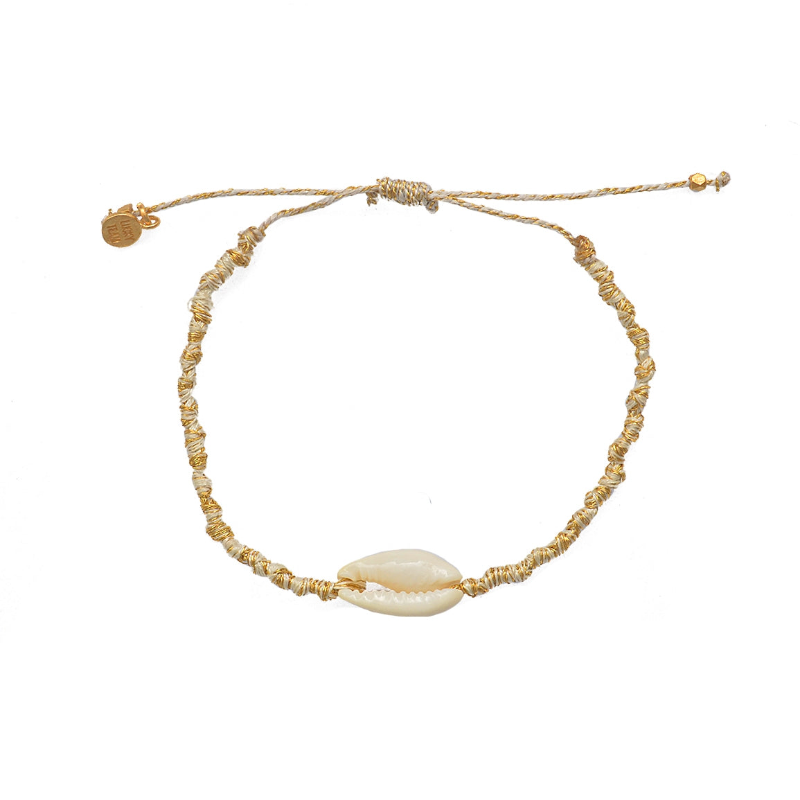 Bracelet cordon et cauri - BEIGE