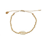Bracelet cordon et cauri - BEIGE