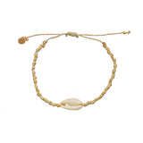 Bracelet cordon et cauri - BEIGE