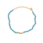 Bracelet de cheville doré et turquoise