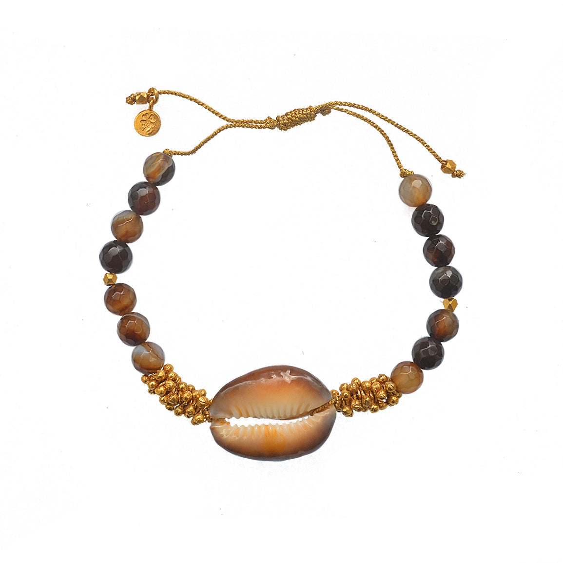 Bracelet cordon coquillage et pierres naturelles