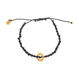 Bracelet cordon médaille martelée étoile de David dorée -