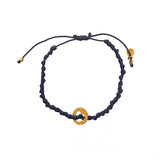 Bracelet cordon médaille martelée coeur - BLEU MARINE