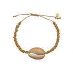 Bracelet cordon doré et coquillage