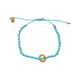 Bracelet cordon médaille martelée étoile de David dorée -