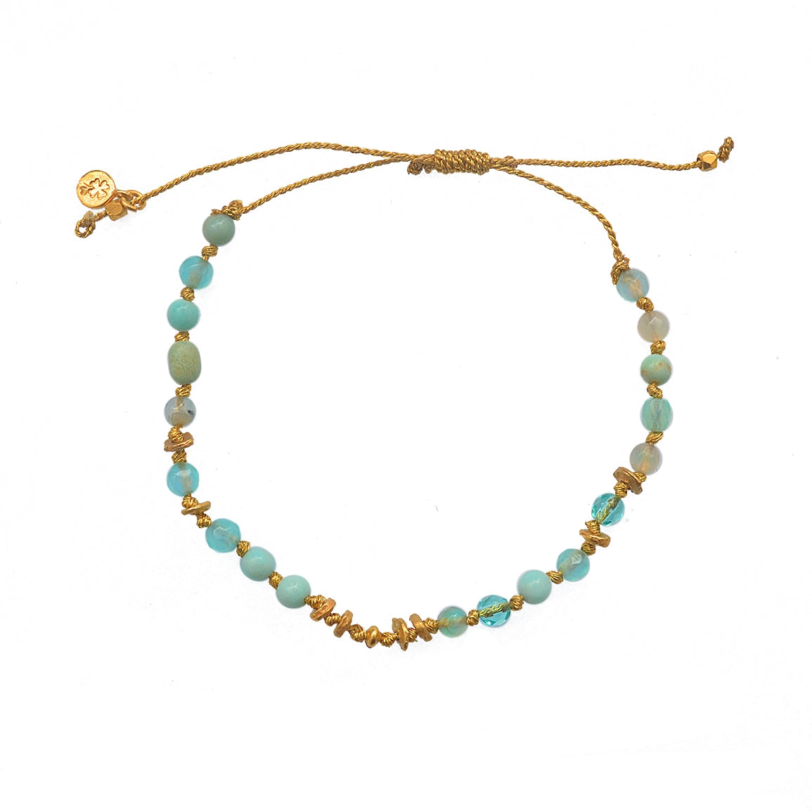 Bracelet cordon doré et pierres naturelles