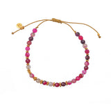 Bracelet cordon doré et pierres naturelles