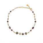 Bracelet de cheville doré et pierres - GRENAT - PYRITE GRISE