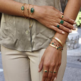 Bague dorée cabochon pierre