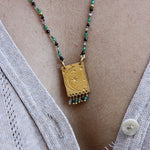 Collier cordon pierres plaque astres et pampilles - ONYX