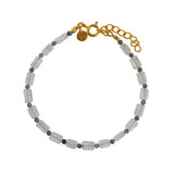 Bracelet duo pierres carrées et rondes - PIERRE DE LUNE -