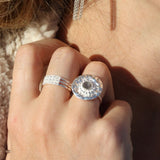 Bague ronde argent 925 martelée et pierre