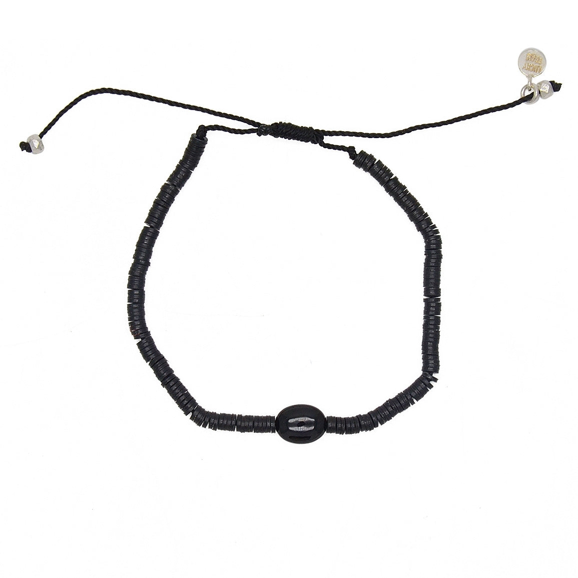 Bracelet disques en vinyle et onyx noire