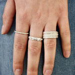 Bague argent 925 martelée et zircons - Bagues