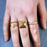 Bague carrée dorée à l’or fin 18k - Bagues