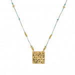 Collier cordon multi pierres plaque coeurs amour - TURQUOISE