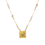 Collier cordon doré pierres et plaque bonheur coeur - PIERRE