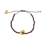 Bracelet cordon et coeur martelé - CHOCOLAT