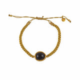 Bracelet cordon tressé doré et pierre cabochon - ONYX NOIRE