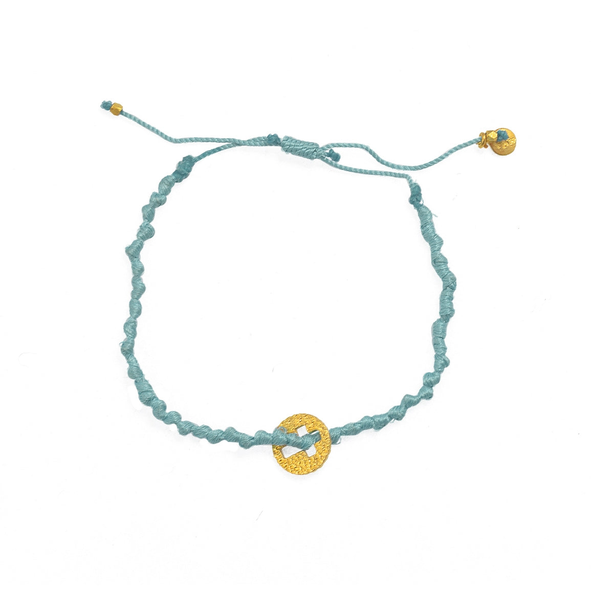 Bracelet cordon et croix martelée - BLEU JEAN