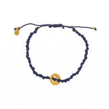 Bracelet cordon et croix martelée - BLEU MARINE