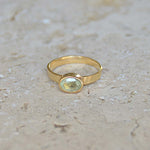 Bague dorée martelée et pierre - 50 / PREHNITE