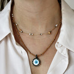 Collier cordon et oeil en nacre - NOIR