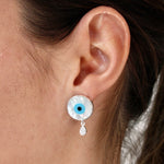 Boucles argent 925 oeil nacre et zircon