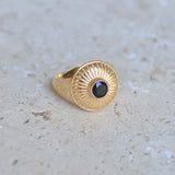 Chevalière dorée et pierre ronde - 50 / ONYX NOIRE