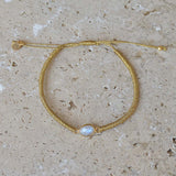 Bracelet tressé doré et pierre - PIERRE DE LUNE