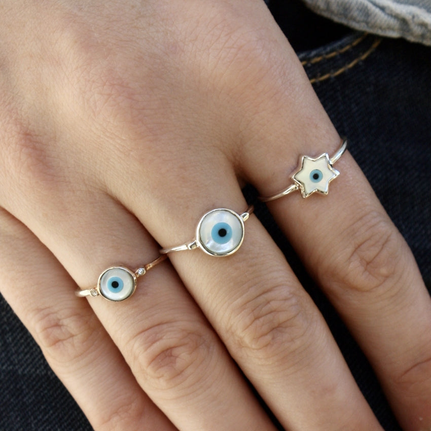 Bague oeil turc etoile de david en argent 925 - Bagues