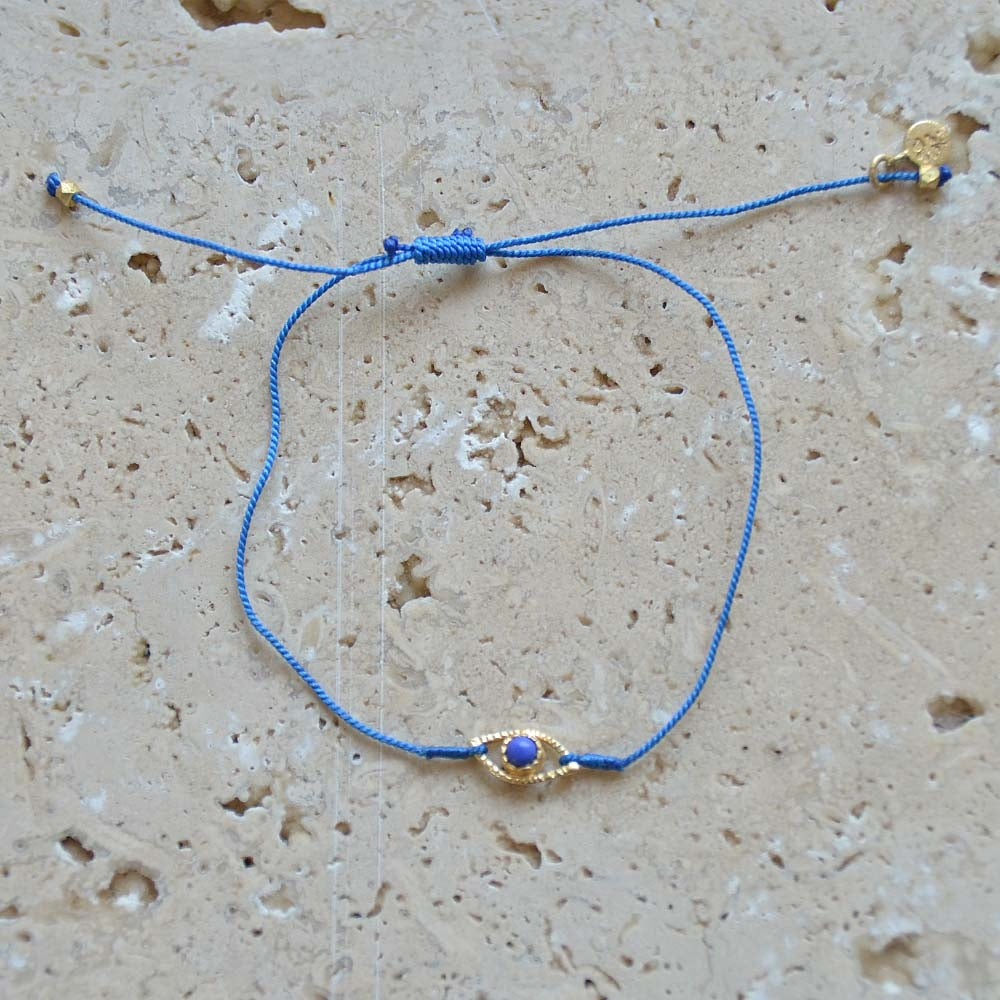 Bracelet cordon et oeil pierre
